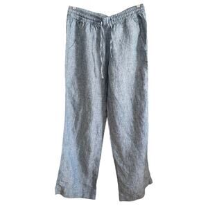 LL Bean | Women's Blue Chambray Linen Breezy Pull on wide leg pants Size 6 BNWT